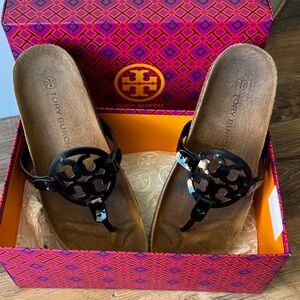 Tory Burch Miller Cloud Black Patent Sandals